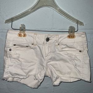 White Distressed Denim Shorts